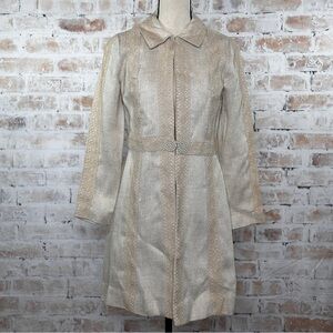 True Vintage 60s Crochet Lace Appliqué Long Sleeve Button Front Parisian Jacket